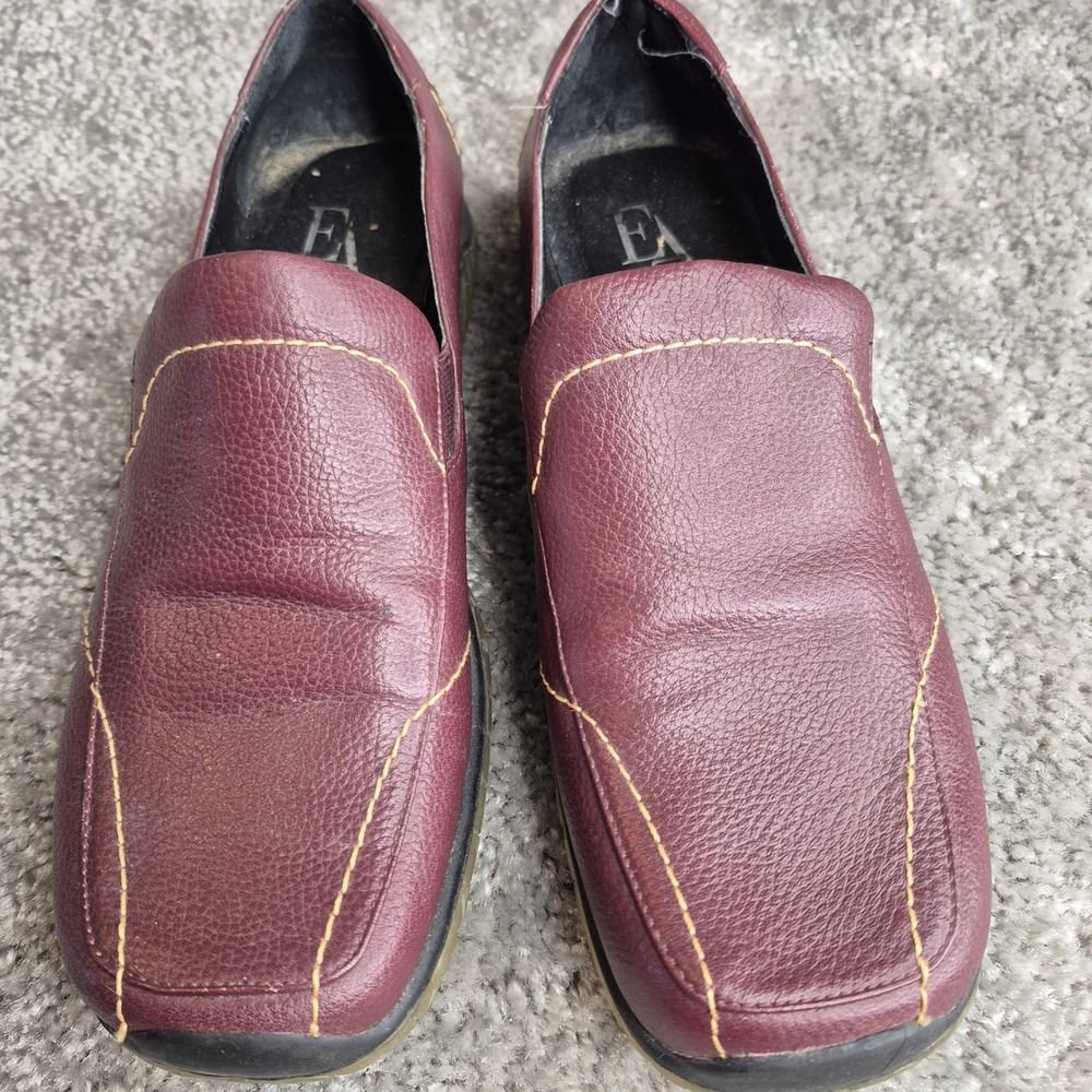 Etienne Aigner EA Ileana Burgundy Leather‎ Loafers Square Toe Womens 6.5M